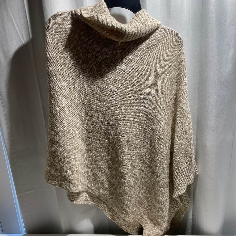 Cozy Tan Women's Poncho Sweater by Eileen Fischer